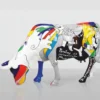 Casa Padrino XXL Deko Skulptur Kuh Bunt 220 cm - Lebensgroße Garten Figur