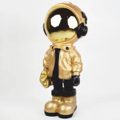 Casa Padrino XXL Deko Skulptur Astronaut mit Stern Gold / Schwarz H. 150 cm