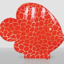 Casa Padrino XXL Deko Skulptur Fisch Rot / Gold H. 110 cm - Deko Figur