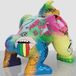 Casa Padrino XXL Deko Skulptur Gorilla Affe Bunt H. 104 cm - XXL Deko Figur