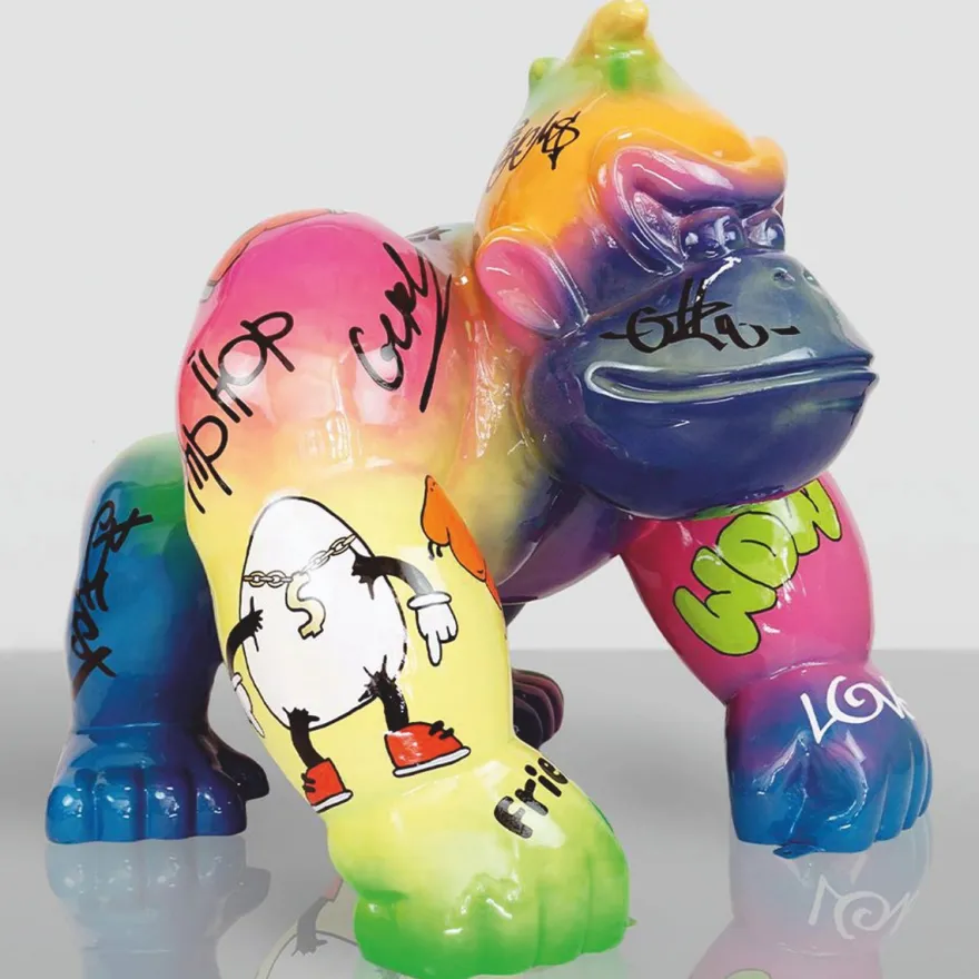 Casa Padrino XXL Deko Skulptur Gorilla Affe Bunt H. 104 cm - XXL Deko Figur