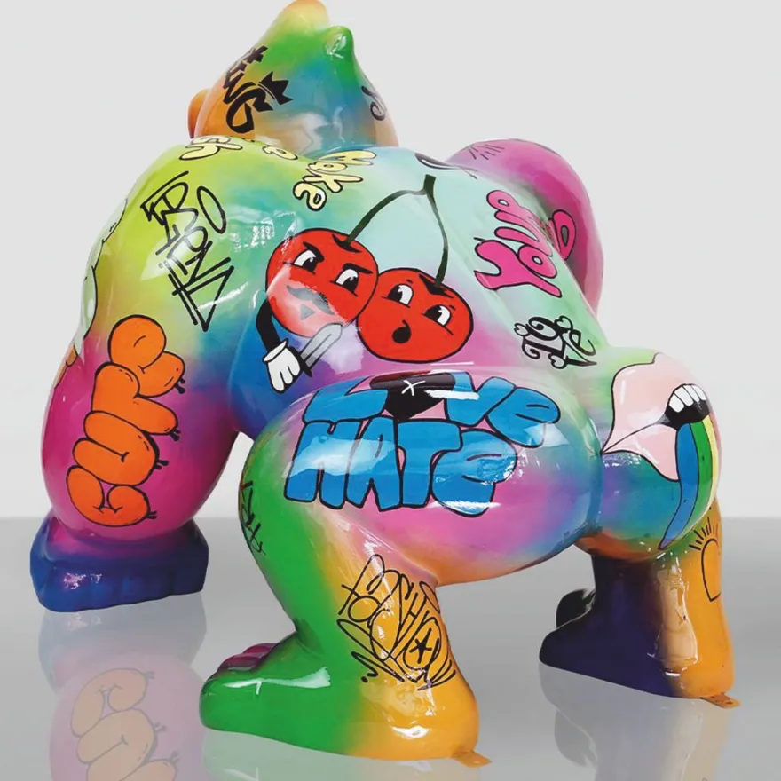 Casa Padrino XXL Deko Skulptur Gorilla Affe Bunt H. 104 cm - XXL Deko Figur