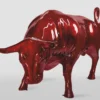 Casa Padrino XXL Deko Skulptur Stier Metallic Rot 235 cm - Garten Figur