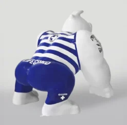 Casa Padrino XXL Deko Skulptur Gorilla Affe Weiß / Blau / Schwarz H. 104 cm - XXL Deko Figur