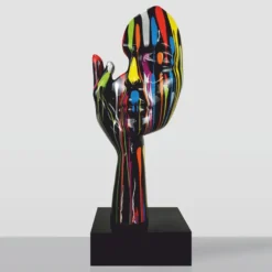 Casa Padrino XXL Deko Skulptur Schwarz / Bunt H. 190 cm - Große Deko Figur