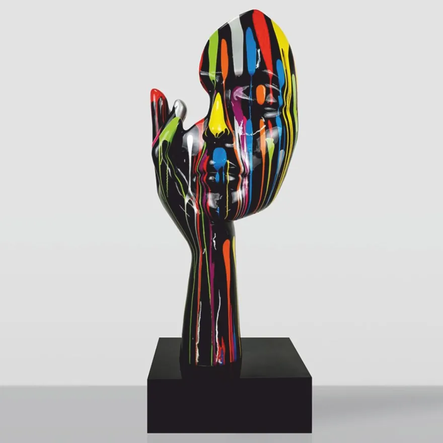 Casa Padrino XXL Deko Skulptur Schwarz / Bunt H. 190 cm - Große Deko Figur