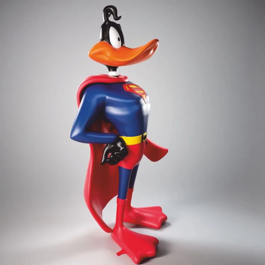 Casa Padrino XXL Deko Skulptur Ente Bunt H. 160 cm - Große Deko Figur