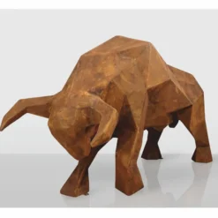 Casa Padrino XXL Deko Skulptur Stier Rost 220 cm - Lebensgroße Abstrakte Garten Figur