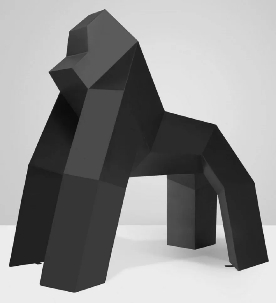 Casa Padrino XXL Deko Skulptur Gorilla Schwarz 175 x H. 170 cm