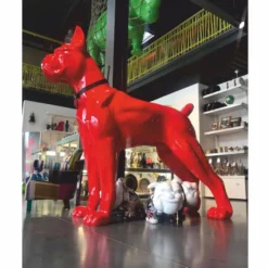 Casa Padrino XXL Deko Skulptur Boxer Hund Rot 190 x H. 180 cm - Riesige Garten Figur