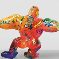 Casa Padrino XXL Deko Skulptur Gorilla Affe Bunt H. 180 cm - Garten Figur