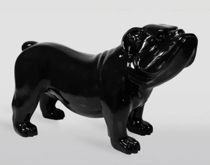 Casa Padrino XXL Deko Skulptur Hund Bulldogge Schwarz 226 cm