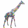 Casa Padrino XXL Deko Skulptur Giraffe Bunt H. 320 cm - Lebensgroße Deko Figur