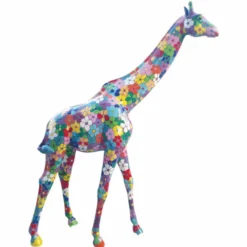 Casa Padrino XXL Deko Skulptur Giraffe Bunt H. 320 cm - Lebensgroße Deko Figur