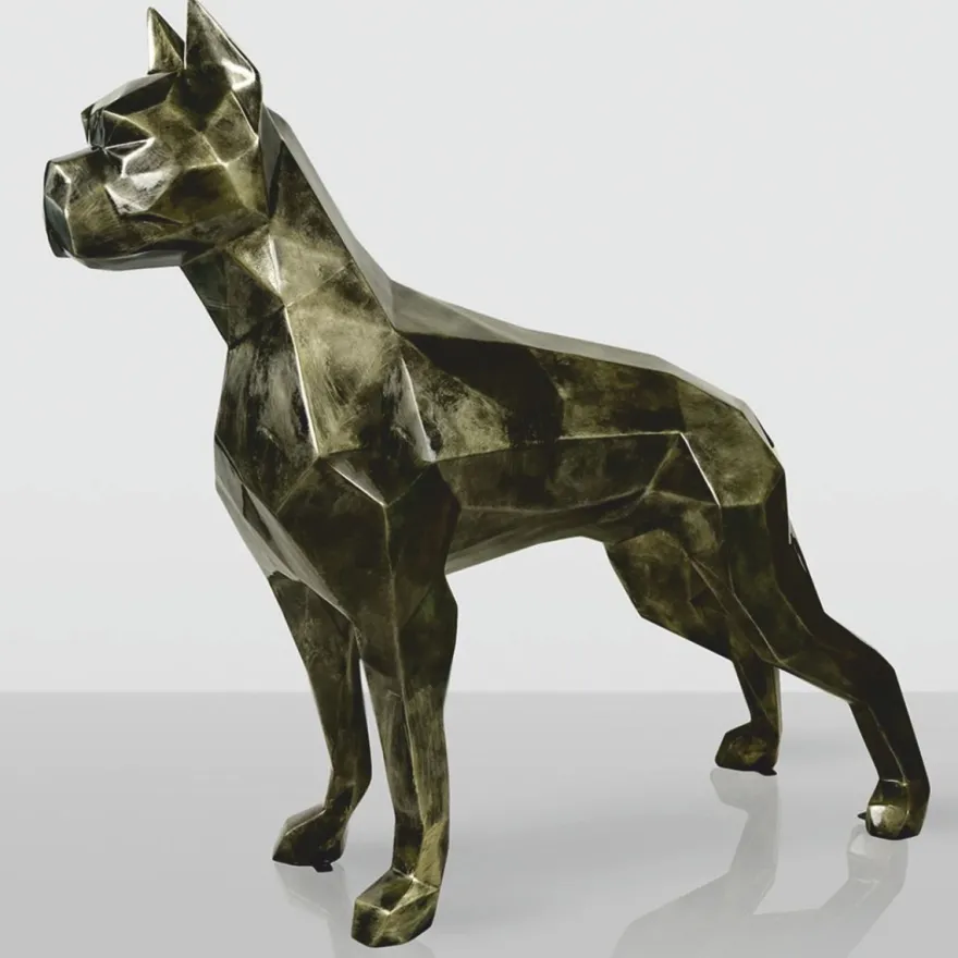 Casa Padrino XXL Deko Skulptur Boxer Hund Antik Gold 190 cm - Riesige Garten Figur