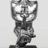Casa Padrino XXL Deko Skulptur Silber mit Patina / Schwarz H. 190 cm