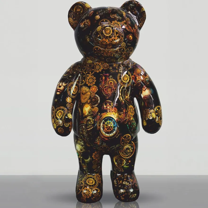 Casa Padrino XXL Deko Skulptur Teddybär Bunt H. 140 cm - Große Deko Figur