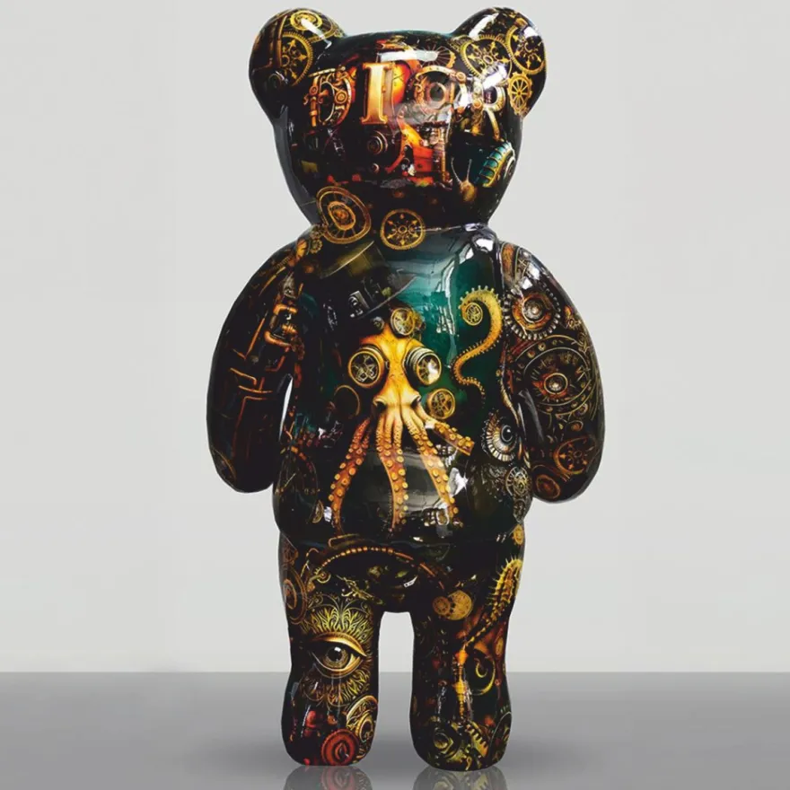 Casa Padrino XXL Deko Skulptur Teddybär Bunt H. 140 cm - Große Deko Figur