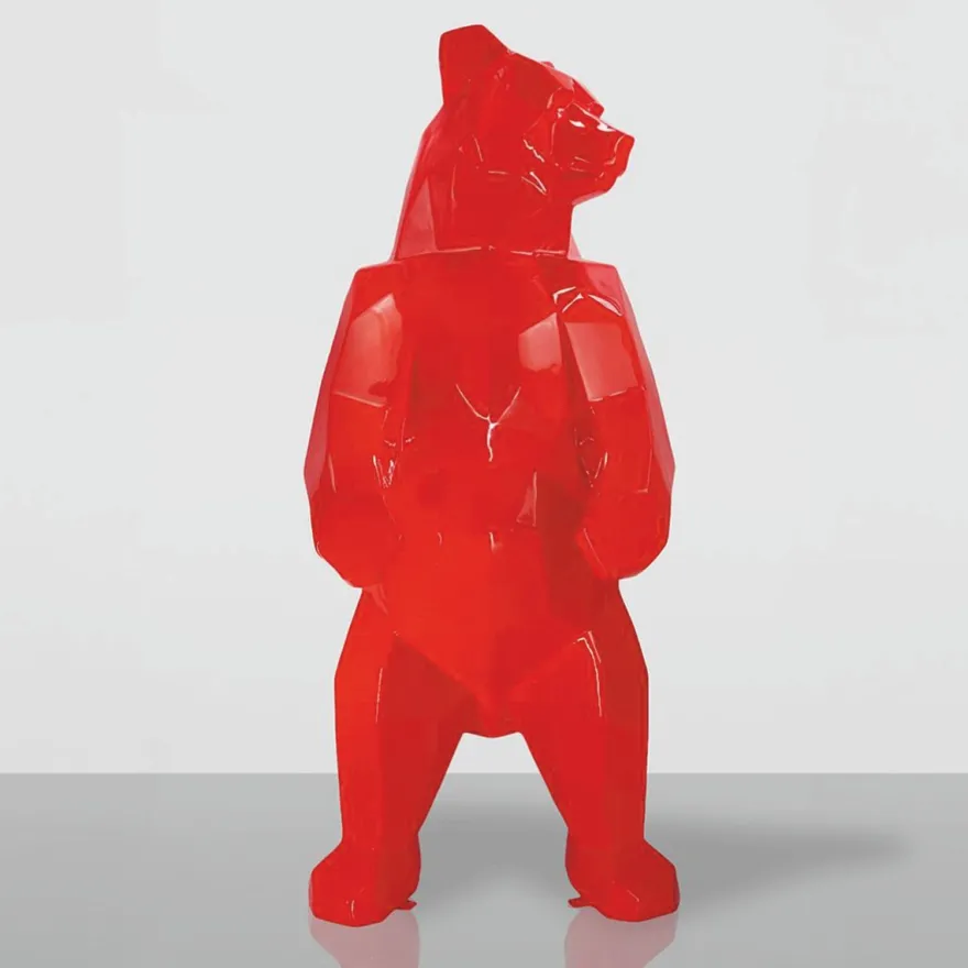 Casa Padrino XXL Deko Skulptur Bär Rot H. 190 cm - Abstrakte Deko Figur