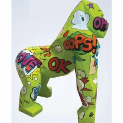 Casa Padrino XXL Deko Skulptur Gorilla Affe Grün / Bunt 111 x 77 x H. 131 cm