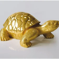 Casa Padrino XXL Deko Skulptur Schildkröte Gold 196 cm - Riesige Deko Figur