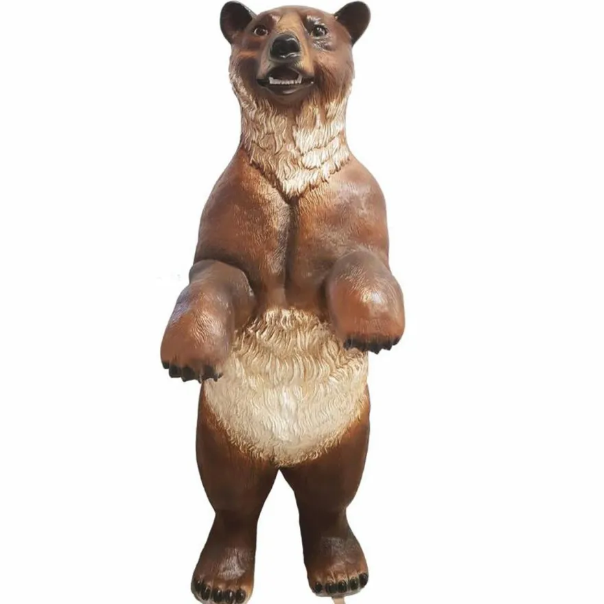 Casa Padrino XXL Deko Skulptur Bär Braun / Beige H. 185 cm - Lebensgroße Garten Figur