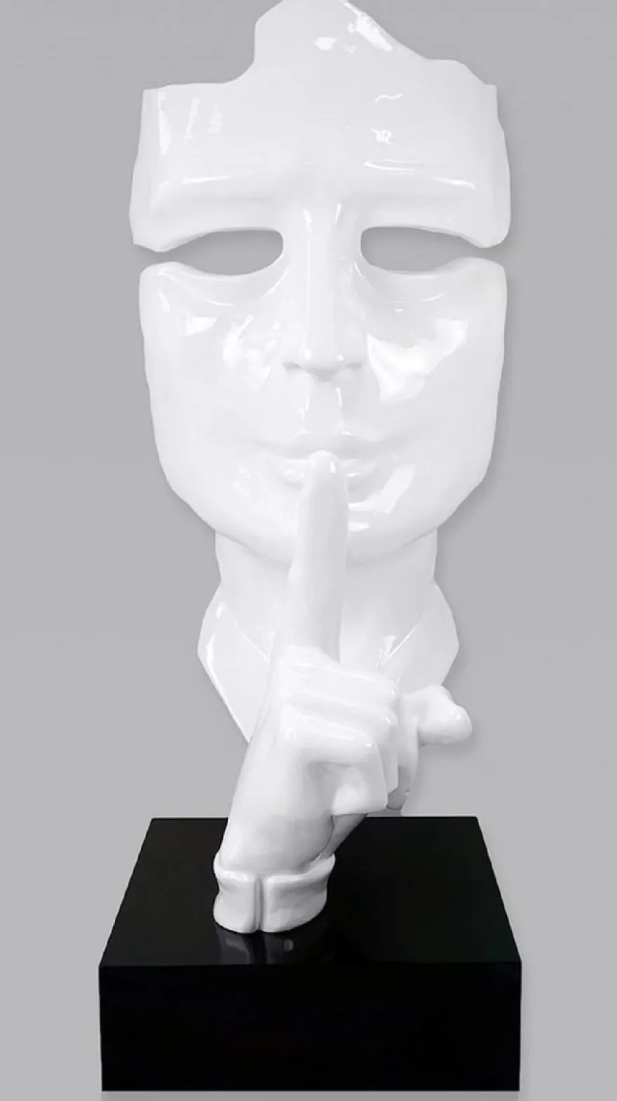 Casa Padrino XXL Deko Skulptur Weiß / Schwarz H. 190 cm