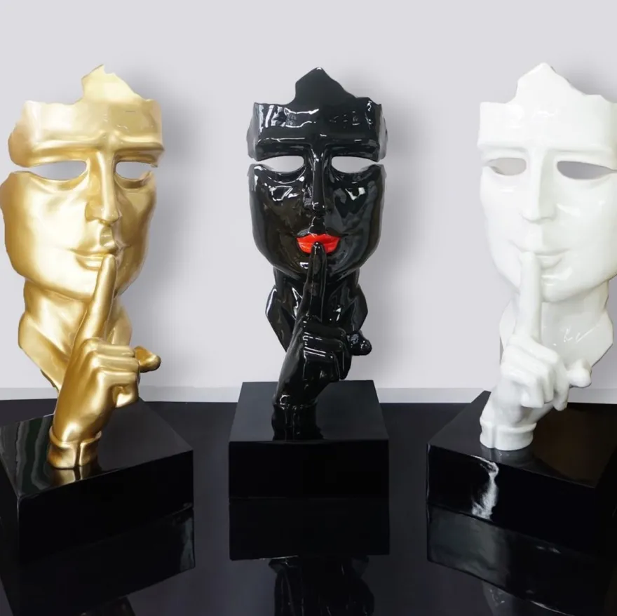 Casa Padrino XXL Deko Skulptur Weiß / Schwarz H. 190 cm