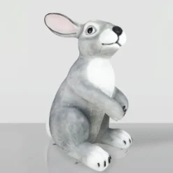 Casa Padrino XXL Deko Skulptur Hase Grau / Weiß H. 240 cm - Riesige Garten Figur