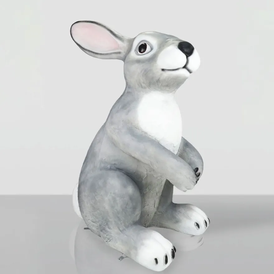 Casa Padrino XXL Deko Skulptur Hase Grau / Weiß H. 240 cm - Riesige Garten Figur