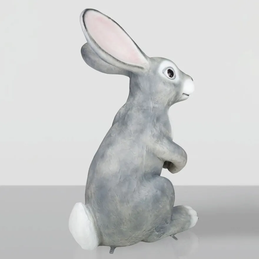 Casa Padrino XXL Deko Skulptur Hase Grau / Weiß H. 240 cm - Riesige Garten Figur