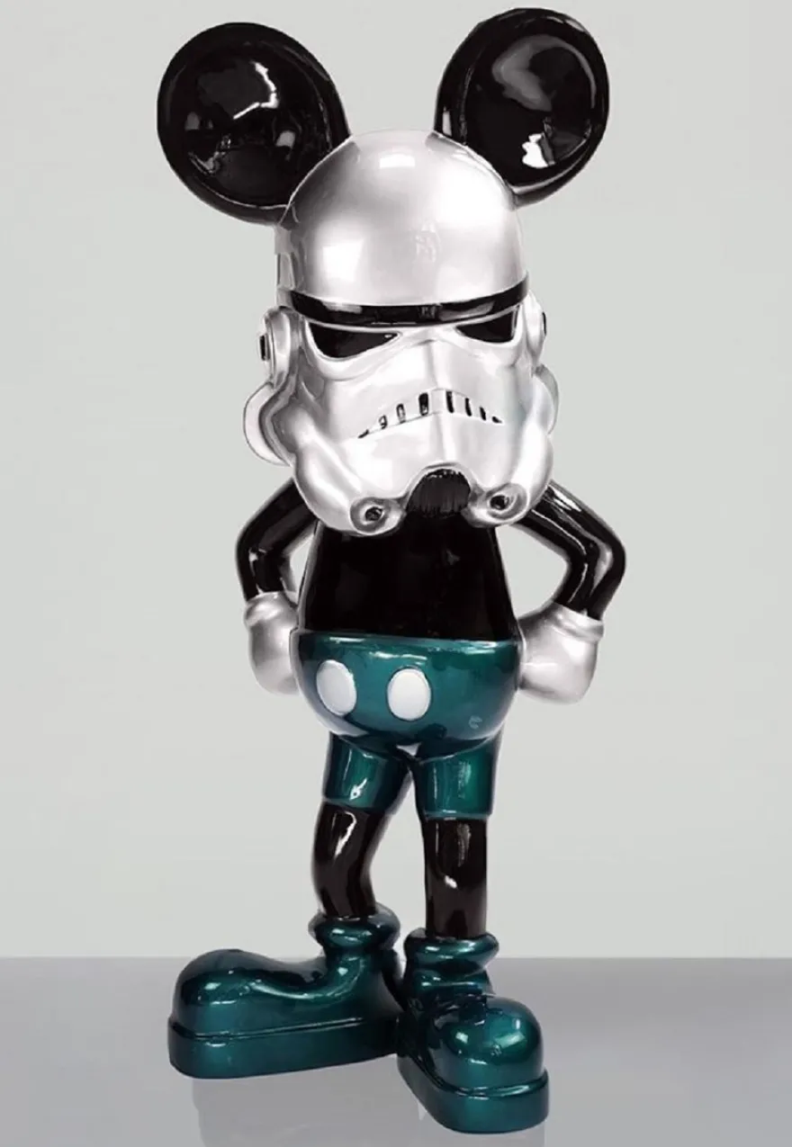 Casa Padrino XXL Deko Skulptur Schwarz / Grün / Silber H. 120 cm - Wohnzimmer & Garten Deko