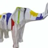 Casa Padrino XXL Deko Skulptur Elefant Weiß / Bunt 176 cm - XXL Garten Figur