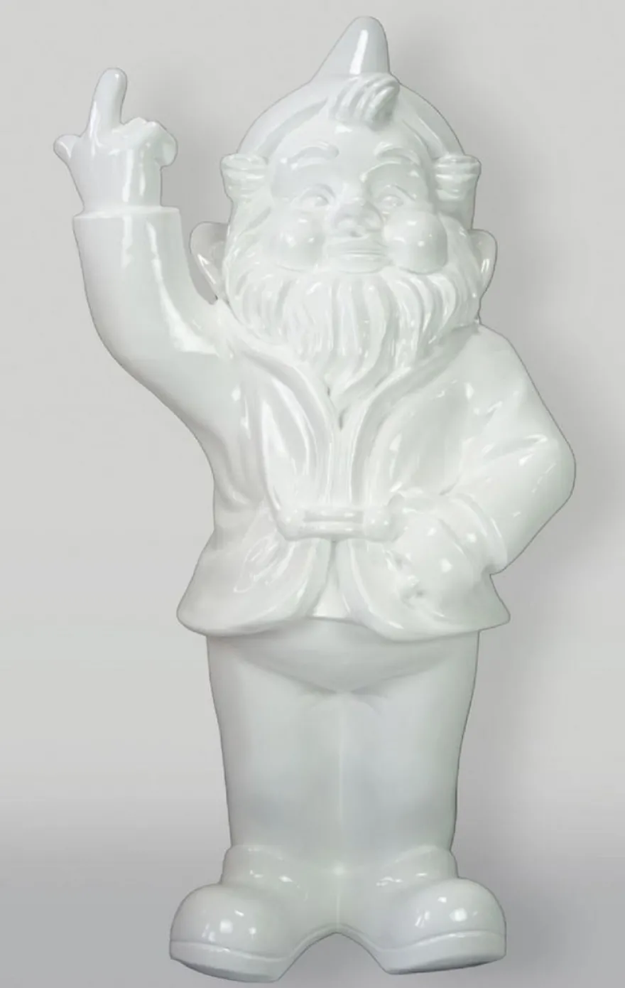 Casa Padrino XXL Deko Skulptur Gartenzwerg Weiß H. 170 cm - Große Garten Figur