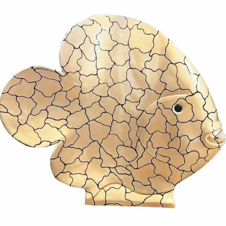 Casa Padrino XXL Deko Skulptur Fisch Gold / Schwarz H. 110 cm - Deko Figur