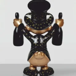 Casa Padrino XXL Deko Skulptur Ente Schwarz / Gold H. 120 cm - Große Deko Figur