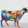 Casa Padrino XXL Deko Skulptur Kuh Bunt H. 147 cm - Lebensgroße Garten Figur