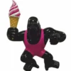 Casa Padrino XXL Deko Skulptur Gorilla Affe mit Eis Schwarz / Pink H. 220 cm