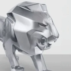 Casa Padrino XXL Deko Skulptur Löwe Silber 290 cm - Abstrakte Tierfigur