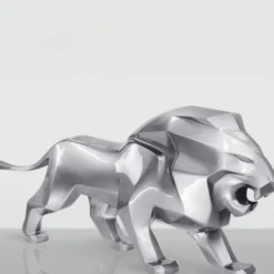 Casa Padrino XXL Deko Skulptur Löwe Silber 290 cm - Abstrakte Tierfigur