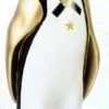Casa Padrino XXL Deko Skulptur Pinguin Weiß / Schwarz / Gold H. 170 cm