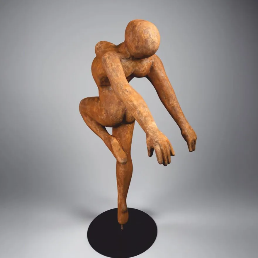 Casa Padrino XXL Deko Skulptur Ballerina Rost / Schwarz H. 165 cm - Lebensgroße Deko Figur - XXL Deko Figur - Wohnzimmer & Garten Deko