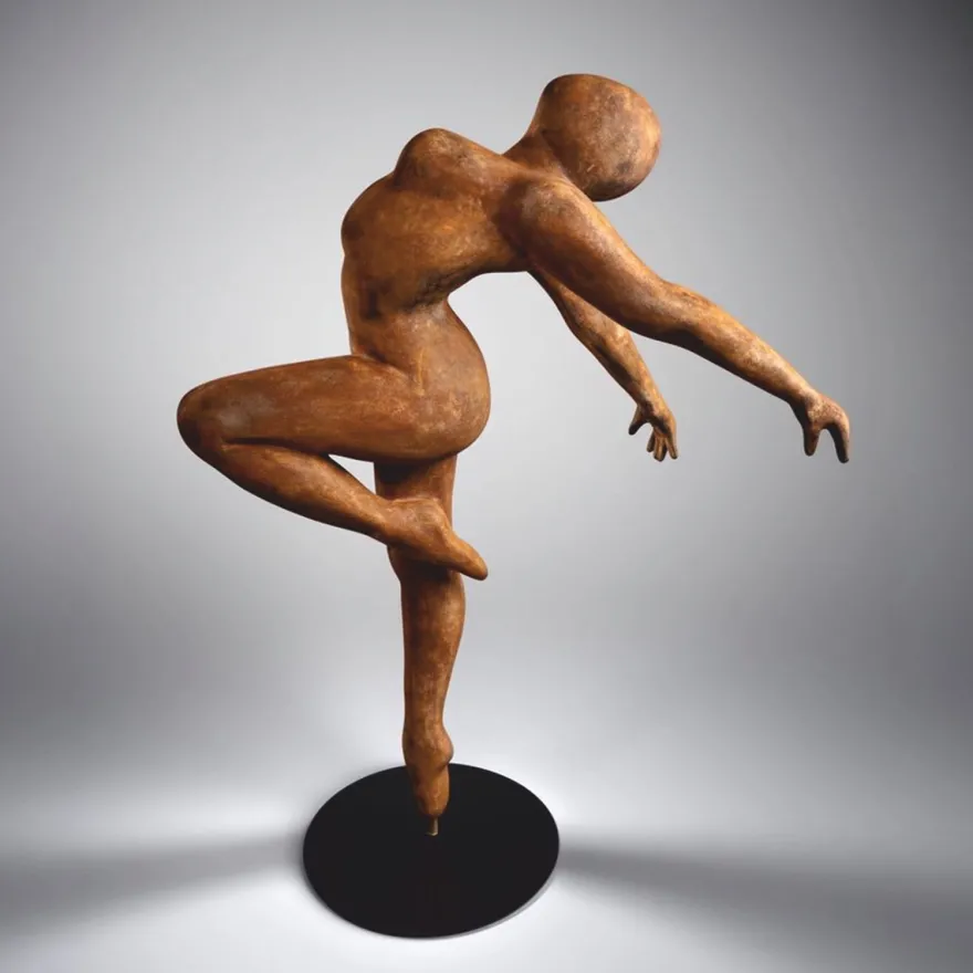 Casa Padrino XXL Deko Skulptur Ballerina Rost / Schwarz H. 165 cm - Lebensgroße Deko Figur - XXL Deko Figur - Wohnzimmer & Garten Deko