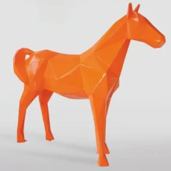 Casa Padrino XXL Deko Skulptur Pferd Orange 220 x H. 190 cm - Lebensgroße Garten Figur