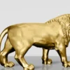 Casa Padrino XXL Deko Skulptur Löwe Gold 185 cm - Lebensgroße Garten Deko Figur