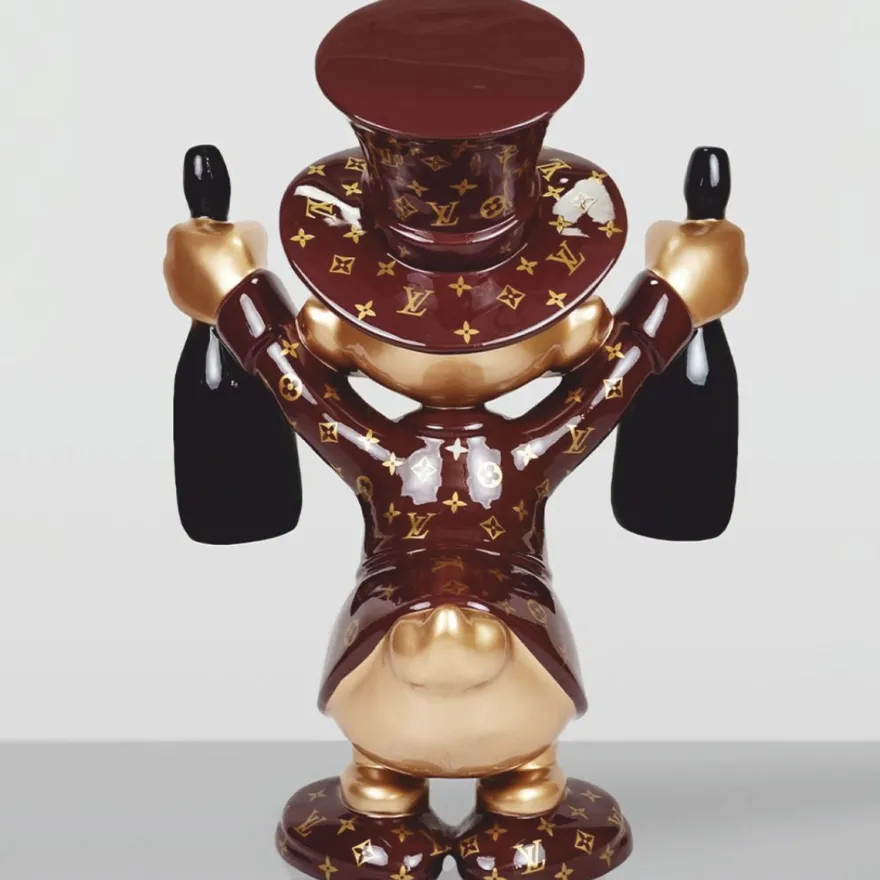 Casa Padrino XXL Deko Skulptur Ente Braun / Gold / Schwarz H. 170 cm - Große Deko Figur