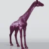 Casa Padrino XXL Deko Skulptur Giraffe Lila H. 320 cm - Riesige Garten Deko Figur