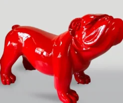 Casa Padrino XXL Deko Skulptur Hund Bulldogge Rot 226 cm - Riesige Garten Figur