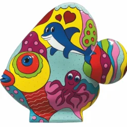 Casa Padrino XXL Deko Skulptur Fisch Bunt 126 x H. 108 cm - Deko Figur