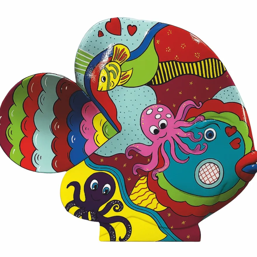 Casa Padrino XXL Deko Skulptur Fisch Bunt 126 x H. 108 cm - Deko Figur